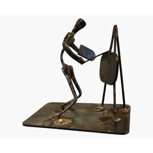 Vintage Metal Horseshoe Nail Art Sculpture Modernist Artist Painter Man Folk Art